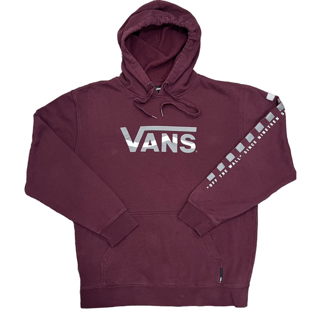 Vans Hoodie Men’s Size Large Pullover Cotton Blend Vans Logo Maroon Vintage Y2K